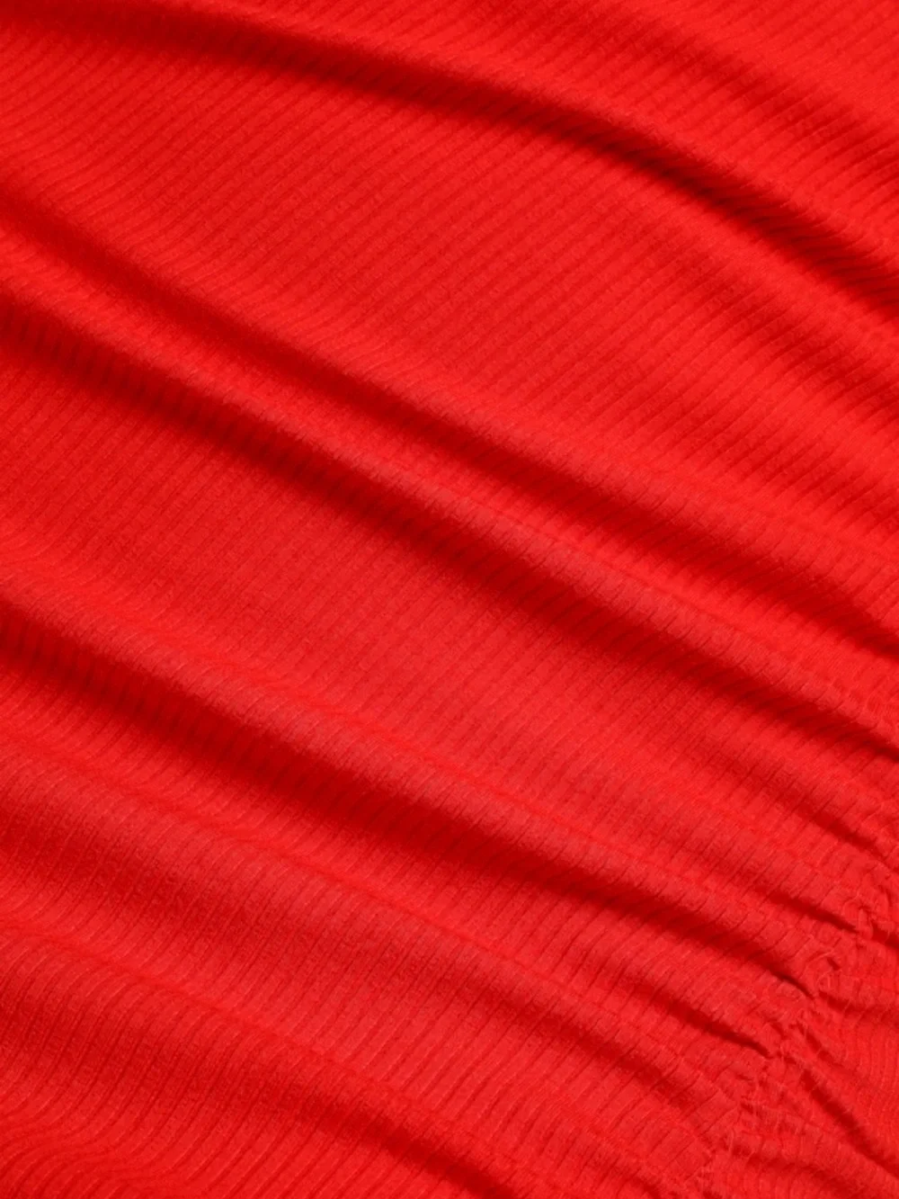 Lulus Centered on Style Red One-Shoulder Bodycon Ribbed Midi Dress Ruched Slit - Picture 5 of 13